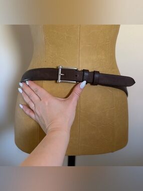 MONDO DI MARCO Genuine Brown Leather Belt with Silver Buckle